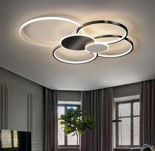 Load image into Gallery viewer, LED Ceiling Light Modern Living Room Ceiling Lamp Circle Ceiling Light Acrylic Lampshade Dining Room Chandelier Bedroom Restaurant Office Lighting Black/Gold
