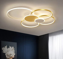 Load image into Gallery viewer, LED Ceiling Light Modern Living Room Ceiling Lamp Circle Ceiling Light Acrylic Lampshade Dining Room Chandelier Bedroom Restaurant Office Lighting Black/Gold
