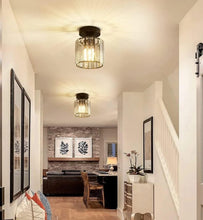 Load image into Gallery viewer, LED Ceiling Lights Semi Flush Pendant Light Glass Lampshade Golden/Black Round
