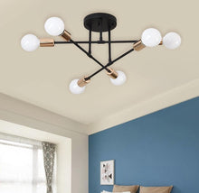 Load image into Gallery viewer, Modern Chandelier 6 Lights Semi Flush Mount Chandelier E27(not included) Base Black/White
