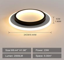 Load image into Gallery viewer, Modern LED Ceiling Light 24W Black Round Ceiling Light Acrylic LED Ceiling Lamp for Bathroom Living Room Bedroom Kitchen Hallway
