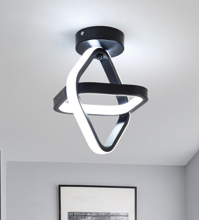 Black LED Ceiling Light 21 W Square Modern Indoor Ceiling Lamps for Balconies, Hallway, Living Room, Bedroom, Kitchen