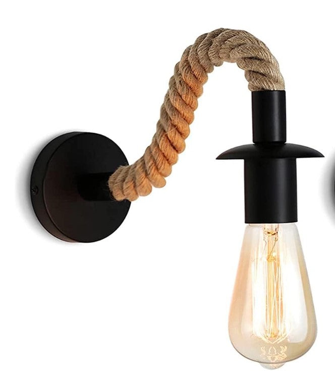 Wall Light Vintage Hemp Rope Industrial Wall Light Retro E27 Design Wall Lamp