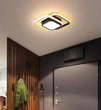 Load image into Gallery viewer, LED Ceiling Light Small 2 Squares Modern Nordic White Black Aisle Lights for Stairs Hallway Porch Kitchen Warm White Light
