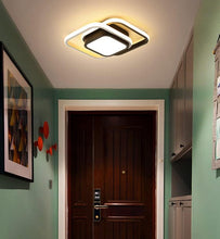 Load image into Gallery viewer, LED Ceiling Light Small 2 Squares Modern Nordic White Black Aisle Lights for Stairs Hallway Porch Kitchen Warm White Light
