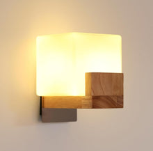 Load image into Gallery viewer, Wall Light Indoor Wood Modern Wall Lamp with Glass Lampshade Wall Lighting with G9 Socket
