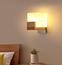Load image into Gallery viewer, Wall Light Indoor Wood Modern Wall Lamp with Glass Lampshade Wall Lighting with G9 Socket
