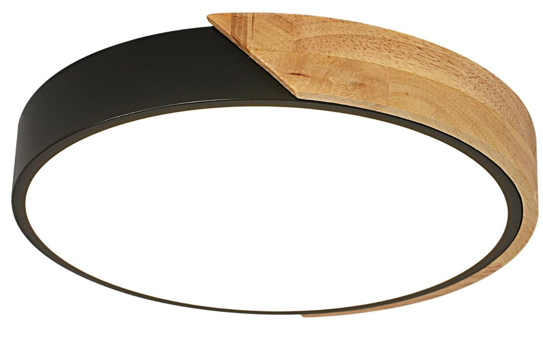 LED Ceiling Light Fixture 24W Wood Flush Mount Ceiling Light 6500K Round Modern Ceiling Light