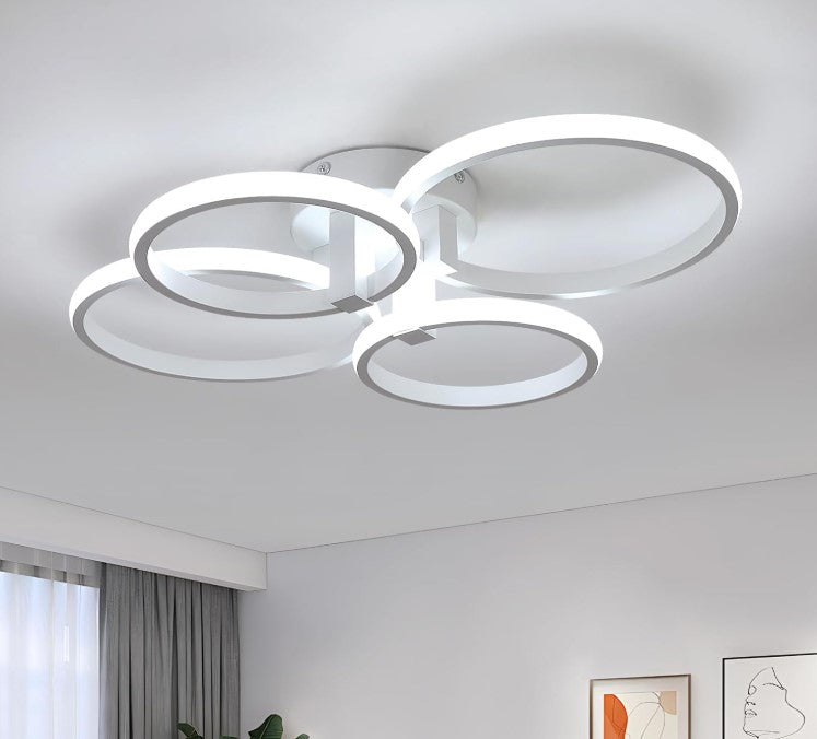 Ceiling Lamp Modern Round LED Ceiling Light 48W 3700LM White 4 Rings