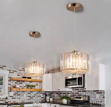 Load image into Gallery viewer, 1 Way Kitchen Island Glass Ceiling Hanging Light Pendant Lamp Gold Crystal Light
