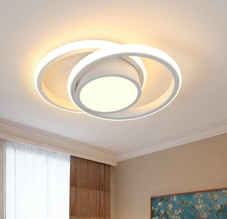 LED Ceiling Light, Round Ceiling Light Indoor Black/White 31W 3 Color Lights