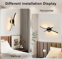 Load image into Gallery viewer, Indoor LED Wall Sconce 20W Black Wall Lamp Modern Linear Design Warm White 3000K 44cm

