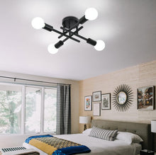 Load image into Gallery viewer, Modern Semi Flush Ceiling Light 4 Lights Black Metal Pendant Light
