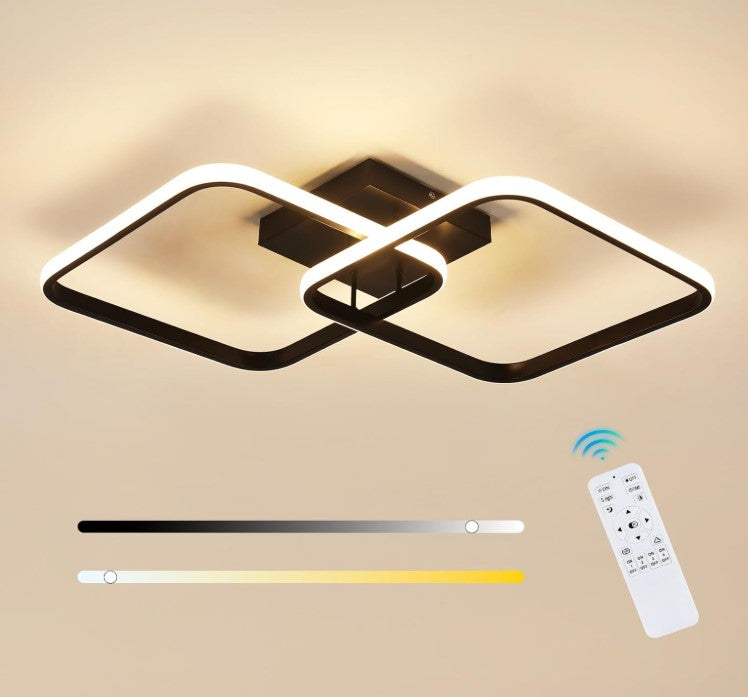 LED Ceiling Light 50 W Black Acrylic Ceiling Lamp Square Ceiling Light with Remote Control 3000K-6500K