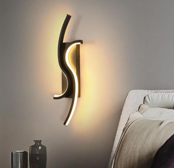 LED Black Indoor Wall Light 12W 1350LM Modern Wall Lamp Acrylic Lighting Warm White 3000K