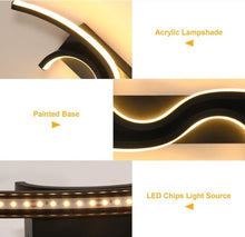 Load image into Gallery viewer, LED Black Indoor Wall Light 12W 1350LM Modern Wall Lamp Acrylic Lighting Warm White 3000K
