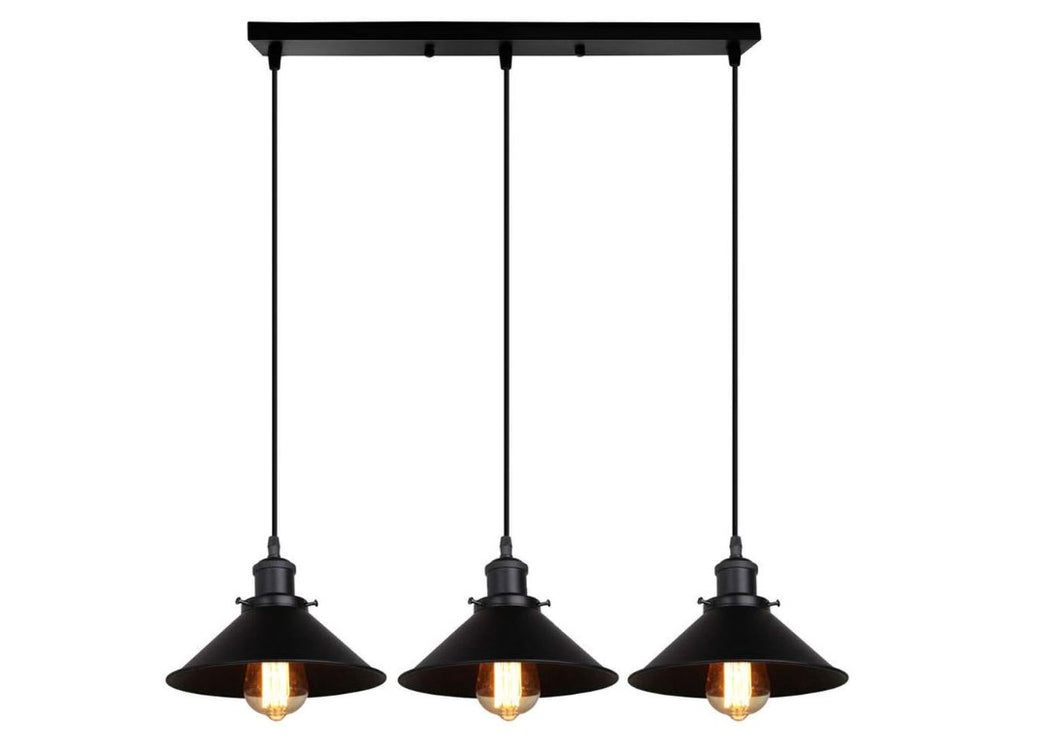Retro 3 Lamps Pendant Light Industrial Chandelier Ceiling Lights Black