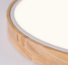 Load image into Gallery viewer, LED Ceiling Light Modern Minimalist Round Light Chandelier Iron &amp; Wood Ceiling Lamp 3 Color Lights

