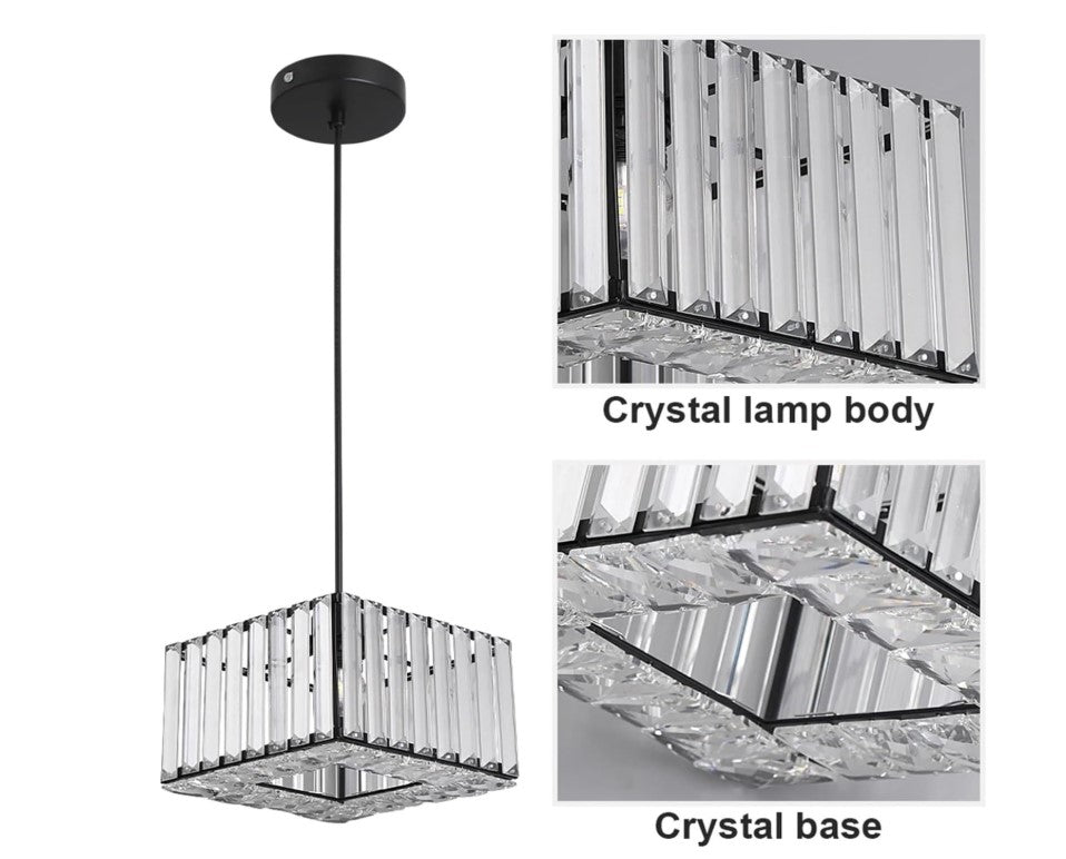 Modern Pendant Light Crystal Black/Gold Kitchen Island Ceiling Lamp Living Dining Room Nordic Decor Hanging Fixture
