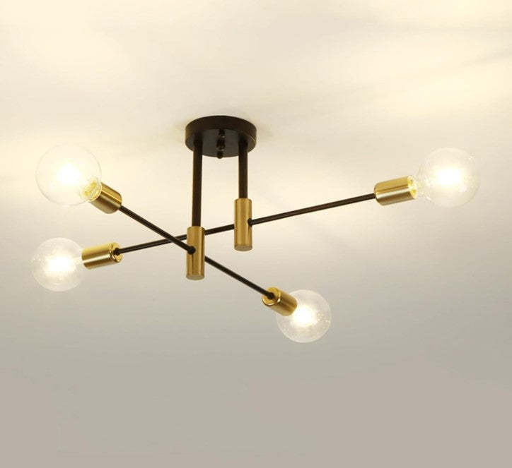 4-Lights Sputnik Chandelier E27 Socket Pendant Light Fixture Black Gold Ceiling Light