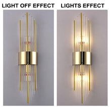 Load image into Gallery viewer, Modern Brushed Gold Wall Sconce Simple Creative Wall Mounted Lamp Crystal Luxury Fixtures
