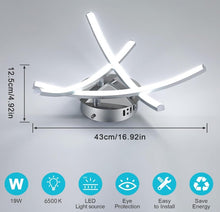 Load image into Gallery viewer, Modern LED Ceiling Light, 19W Curved Design Ceiling Lights Cool Light Metal  Semi Flush Mount Silver
