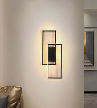 Load image into Gallery viewer, Modern LED Wall Light Indoor Wall Lamp 3000K Black Square Living Room Hallway 28W
