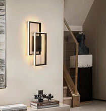 Load image into Gallery viewer, Modern LED Wall Light Indoor Wall Lamp 3000K Black Square Living Room Hallway 28W
