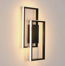 Load image into Gallery viewer, Modern LED Wall Light Indoor Wall Lamp 3000K Black Square Living Room Hallway 28W
