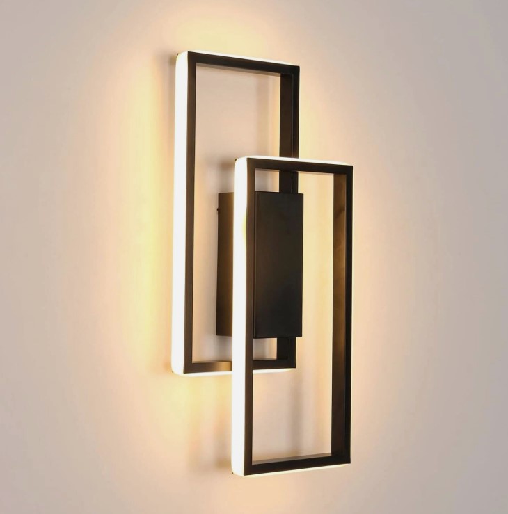 Modern LED Wall Light Indoor Wall Lamp 3000K Black Square Living Room Hallway 28W