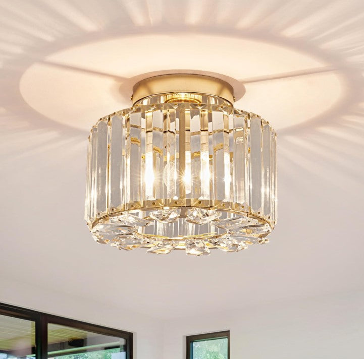 Ceiling Light Chandelier Crystals Light Flush Mount Gold E26