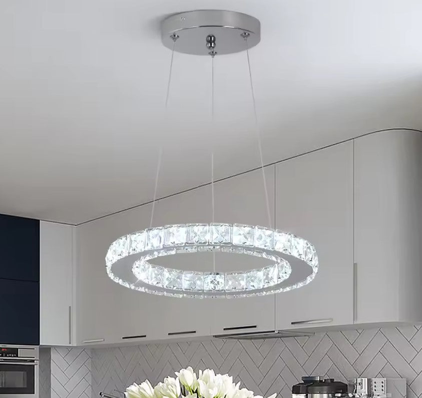 Modern Crystal Ceiling Light LED Chrome Pendant Lighting 30cm