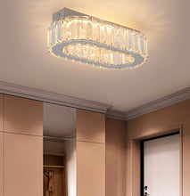 Load image into Gallery viewer, LED Ceiling Light Modern Light Luxury Crystal Oval Design Silver 28cm
