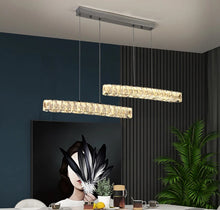 Load image into Gallery viewer, Pendant Crystal 2-Light LED Chandelier Silver 3 Color Lights
