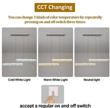 Load image into Gallery viewer, Pendant Crystal 2-Light LED Chandelier Silver 3 Color Lights

