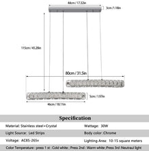 Load image into Gallery viewer, Pendant Crystal 2-Light LED Chandelier Silver 3 Color Lights
