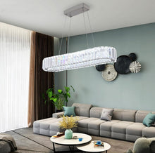 Load image into Gallery viewer, LED Chandelier Modern Silver Crystal Pendant Hanging Light 57cm 3 Color Lights Remote Control
