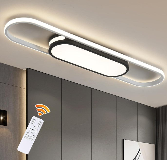Modern LED Ceiling Light Linear Ceiling Lamp Black and White Flush Mount 80cm
