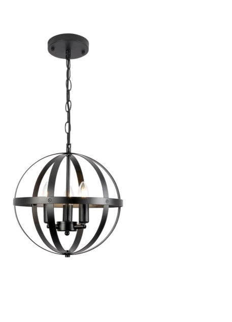 Hanging Pendant Light Black Globe Chandelier Industrial Vintage Metal