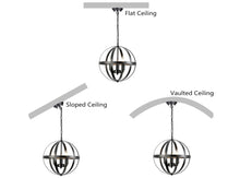 Load image into Gallery viewer, Hanging Pendant Light Black Globe Chandelier Industrial Vintage Metal
