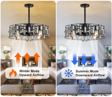 Load image into Gallery viewer, Caged Ceiling Fan with Light, Black Ceiling Fans with Lights and Remote
