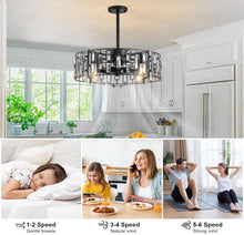 Load image into Gallery viewer, Caged Ceiling Fan with Light, Black Ceiling Fans with Lights and Remote
