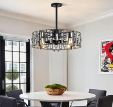 Load image into Gallery viewer, Caged Ceiling Fan with Light, Black Ceiling Fans with Lights and Remote
