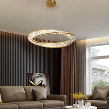 Load image into Gallery viewer, LED Hanging Light Ring Pendant Lamp Luxury Gold Chandelier 58cm 3 Color Lights
