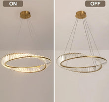 Load image into Gallery viewer, LED Hanging Light Ring Pendant Lamp Luxury Gold Chandelier 58cm 3 Color Lights
