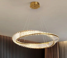 Load image into Gallery viewer, LED Hanging Light Ring Pendant Lamp Luxury Gold Chandelier 58cm 3 Color Lights
