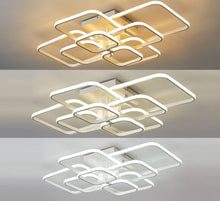 Load image into Gallery viewer, LED Ceiling Light White Aluminum Square Chandeliers Acrylic Shade 85cm 3 Color Lights
