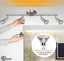 Load image into Gallery viewer, Ceiling Spot Lights Fixtures Modern LED 4 Light Track Lighting Kit Silver Flush Mount
