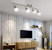 Load image into Gallery viewer, Ceiling Spot Lights Fixtures Modern LED 4 Light Track Lighting Kit Silver Flush Mount
