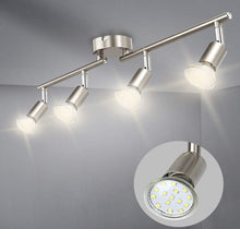 Load image into Gallery viewer, Ceiling Spot Lights Fixtures Modern LED 4 Light Track Lighting Kit Silver Flush Mount

